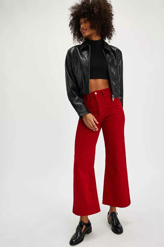 FREE PEOPLE ROLLA'S SAILOR JEAN IN BLOOD ORANGE SIZE: 28