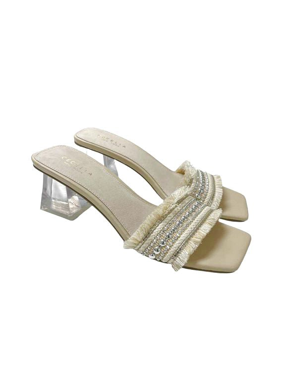 CECELIA NEW YORK NWOB! CINDER SQUARE TOE SANDAL IVORY 8.5