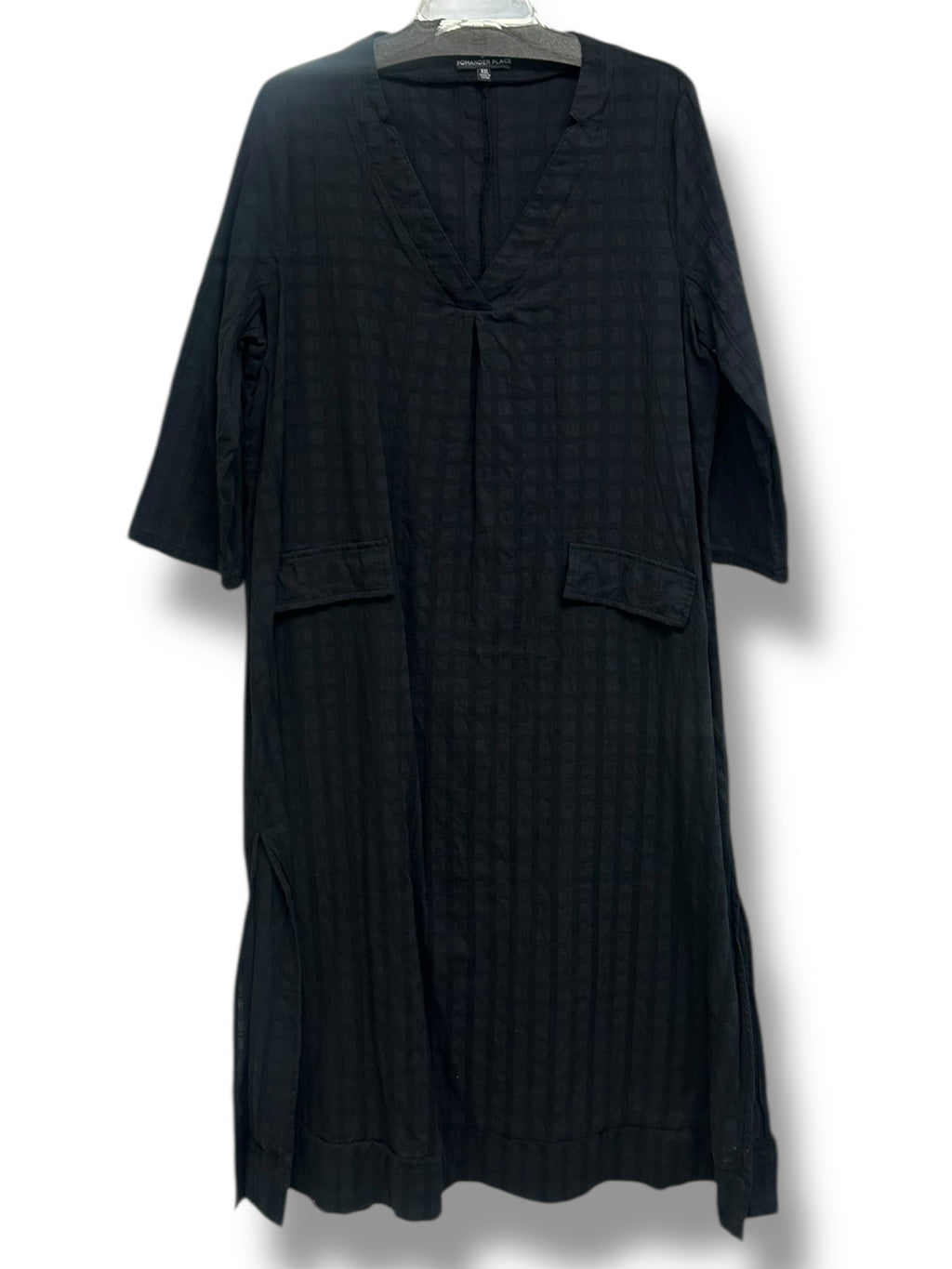 POMANDER PLACE TUCKERNUCK BLACK CAROLINE COTTON CAFTAN SIZE XXL
