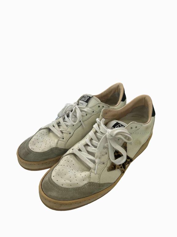 GOLDEN GOOSE BALL STAR WITH LEOPARD PRINT PONY STAR & BLACK HEEL TAB 38