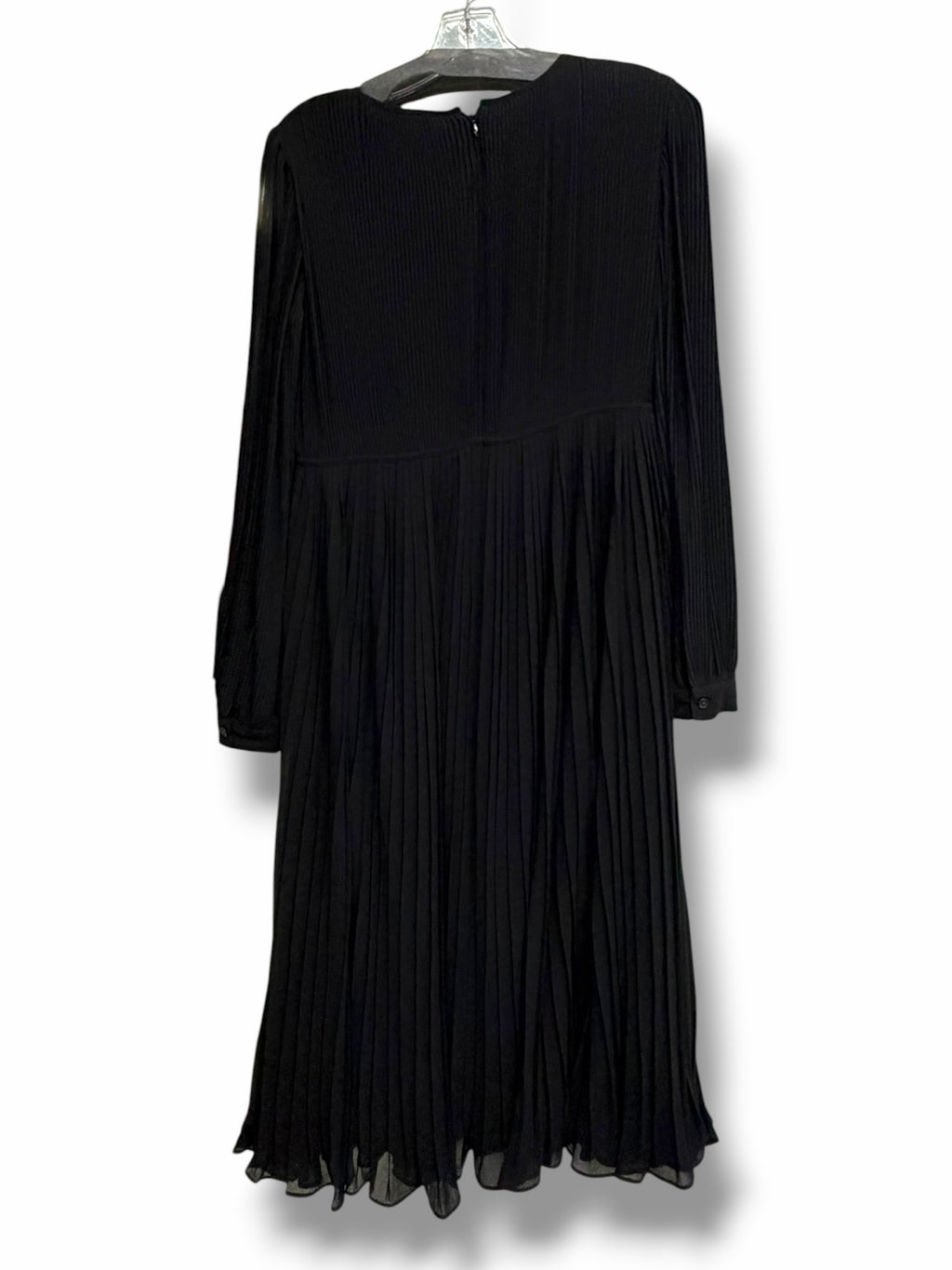 NWT MICHAEL KORS PLISSE PLEATED BLACK MIDI LONG SLEEVE DRESS SIZE SMALL