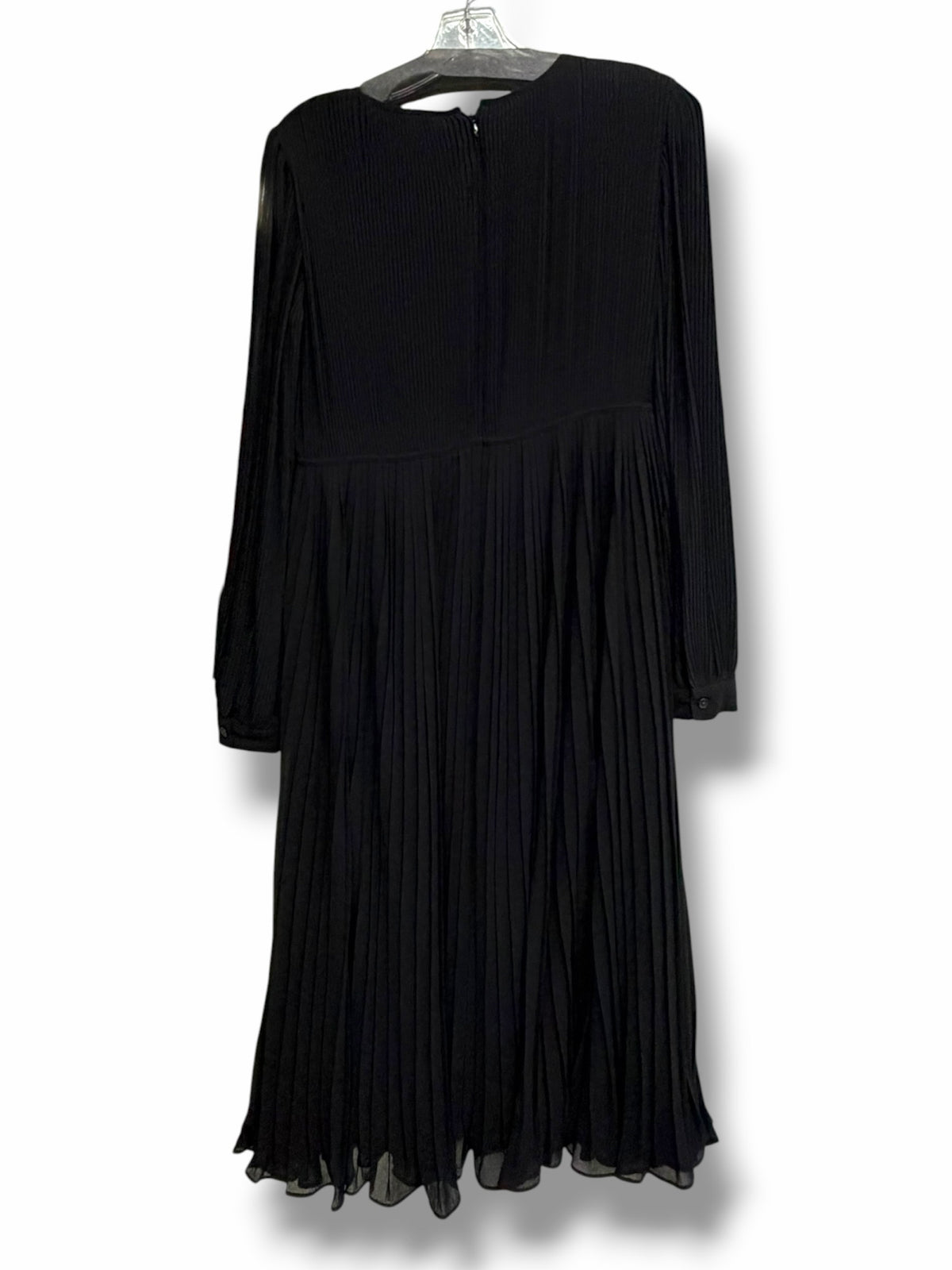 NWT MICHAEL KORS PLISSE PLEATED BLACK MIDI LONG SLEEVE DRESS SIZE SMALL