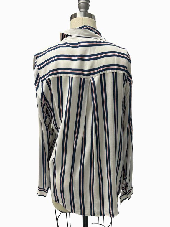 L'AGENCE  HOLLY MULTI-STRIPE BLOUSE SIZE: L