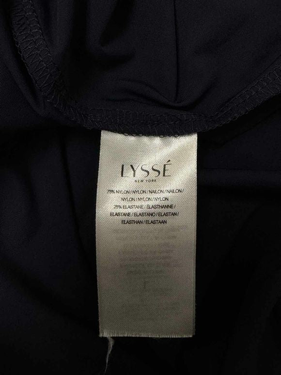 LYSSE SCHIFFER STRETCH NAVY TUNIC SHIRT SIZE L