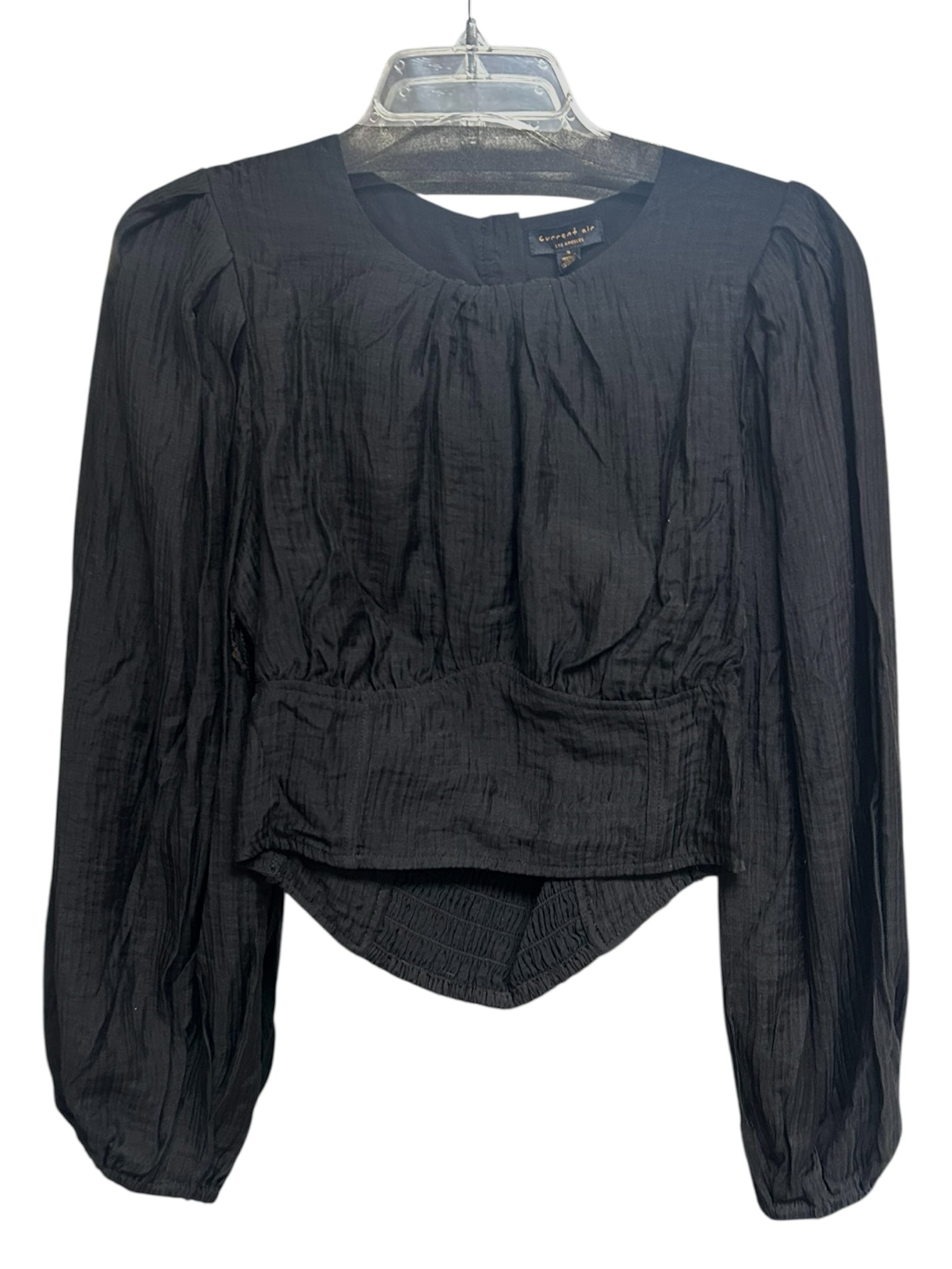 NWT ANTHROPOLOGIE CURRENT AIR BISHOP SLEEVE SEQUIN FRINGE BACK TOP SIZE S