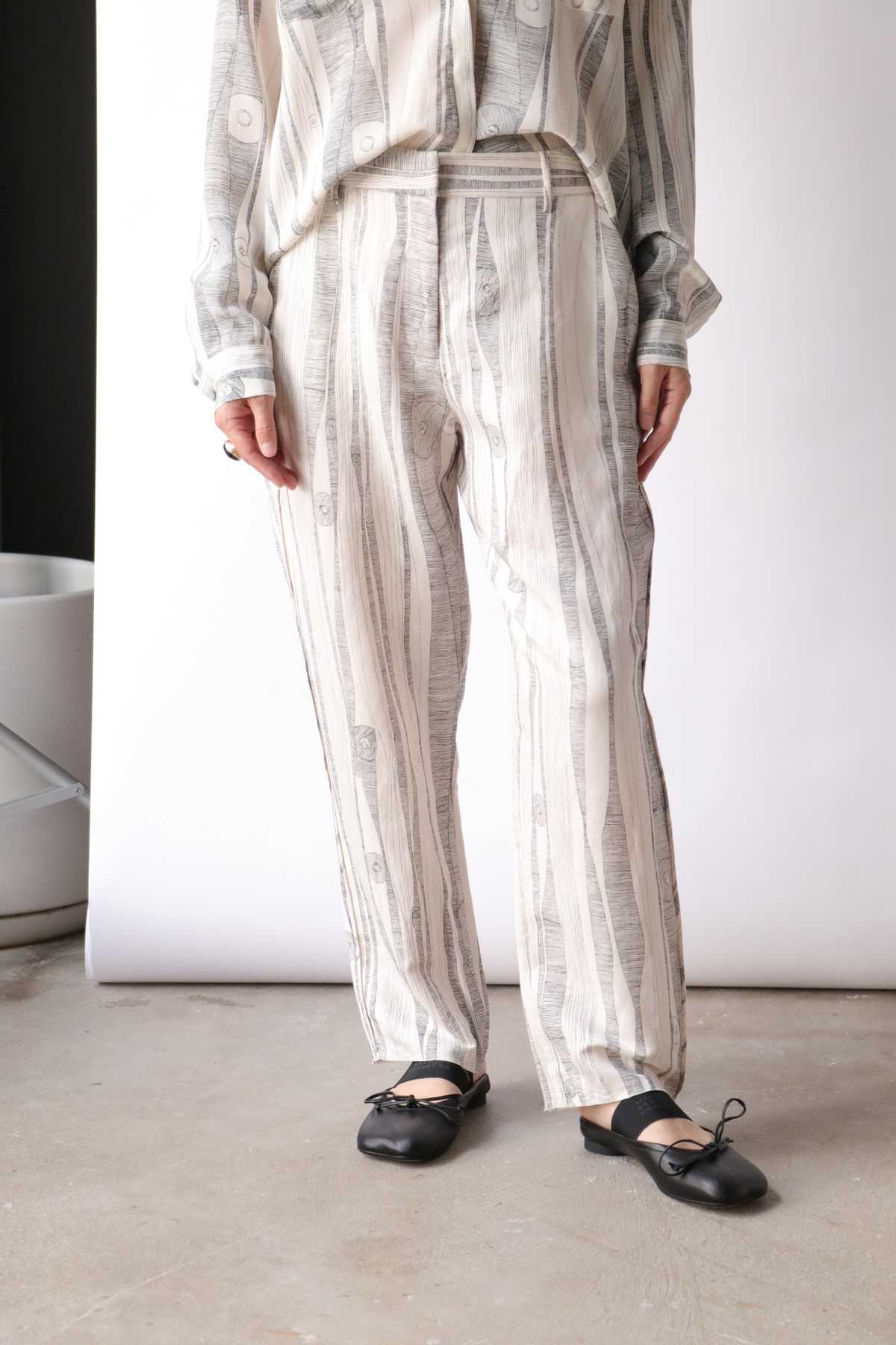 RAQUEL ALLEGRA NAROBI COTTON PANT SILK TOP SET GARMENTORY SIZE: 00