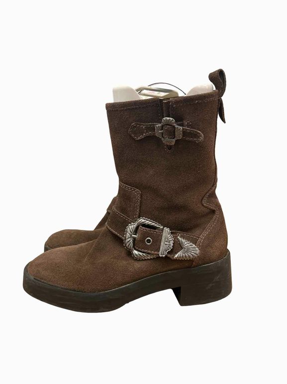 LARROUDE HARDY SUEDE MOTO BOOTS SIZE: 6