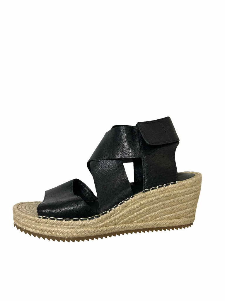 EILEEN FISHER WILLOW  ESPADRILLE 3" WEDGE BLACK 9