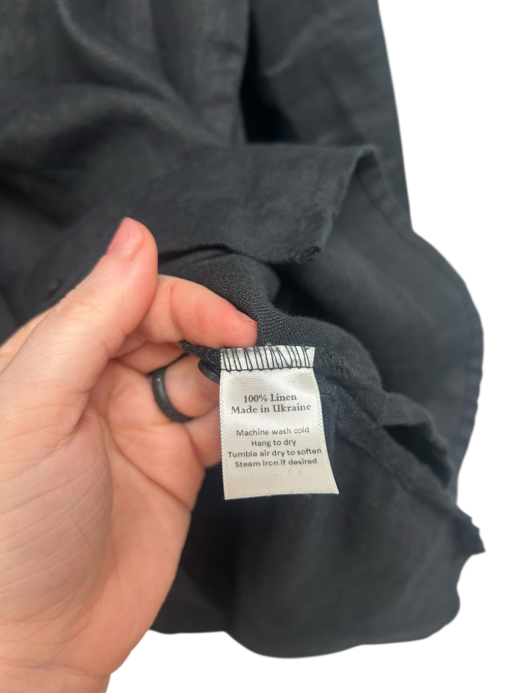 WOMEN'S CROWN LINEN 100% LINEN BLACK BUTTON DOWN BLOUSE SIZE XL