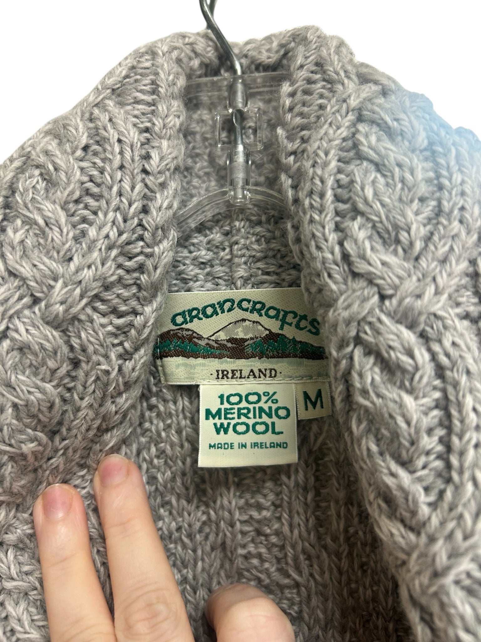 ARAN CRAFTS MERINO WOOL CABLE KNIT DOUBLE BREASTED LONG VEST SIZE MEDIUM