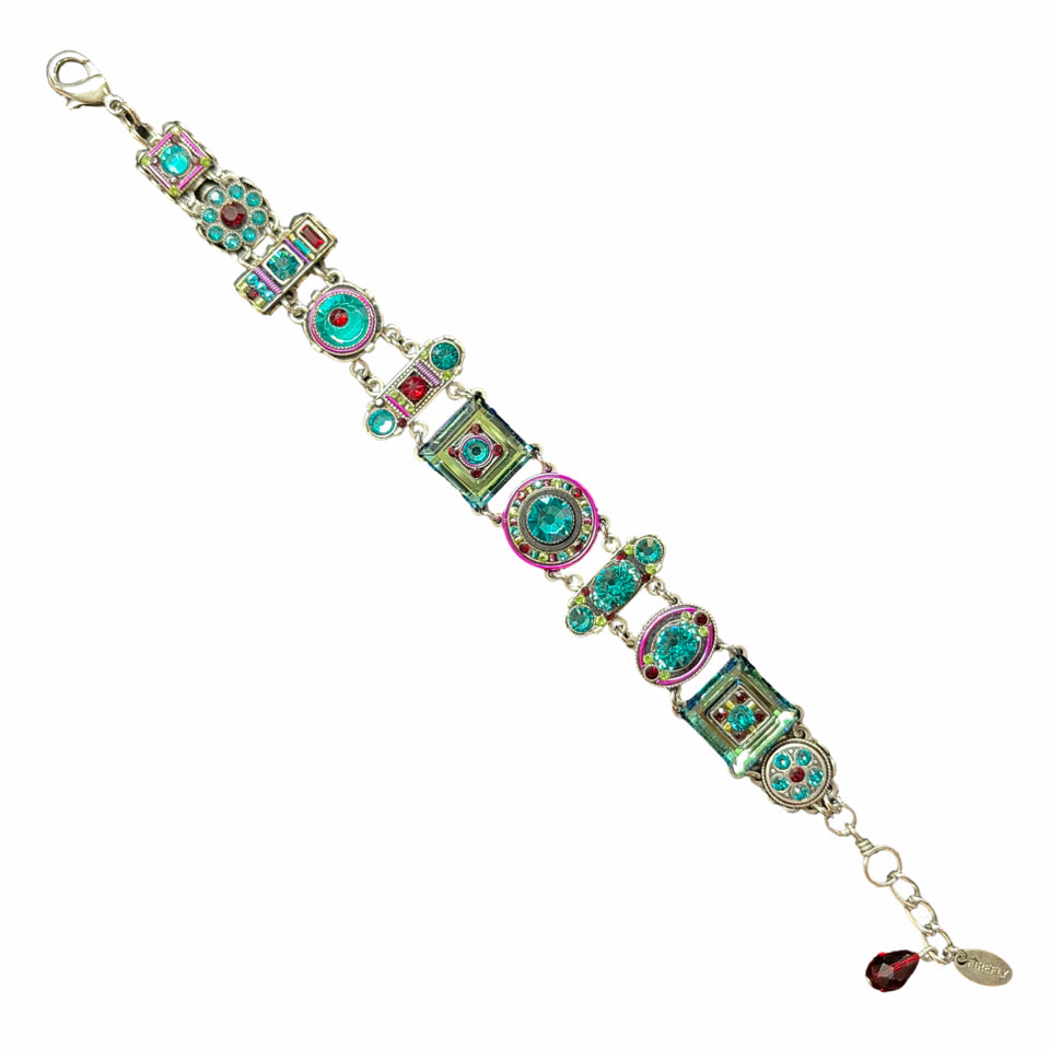 FIREFLY "LA DOLCE VITA" #3036-MC SWAROVSKI & CZECH GLASS SILVER PLATED BRACELET