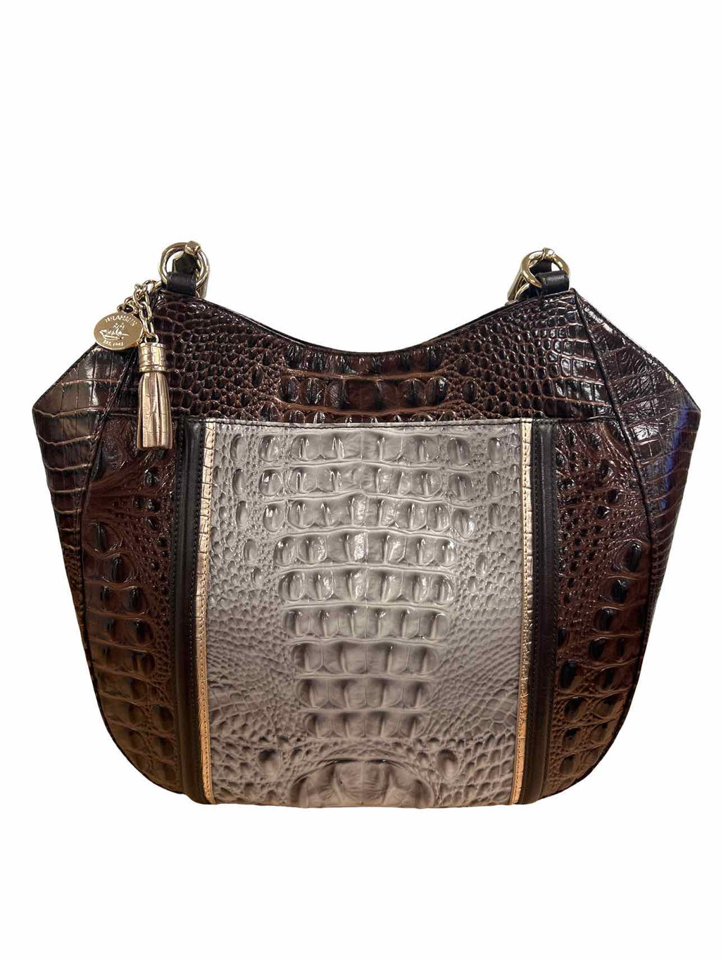 BRAHMIN MARIANNA CROC LEATHER TOTE