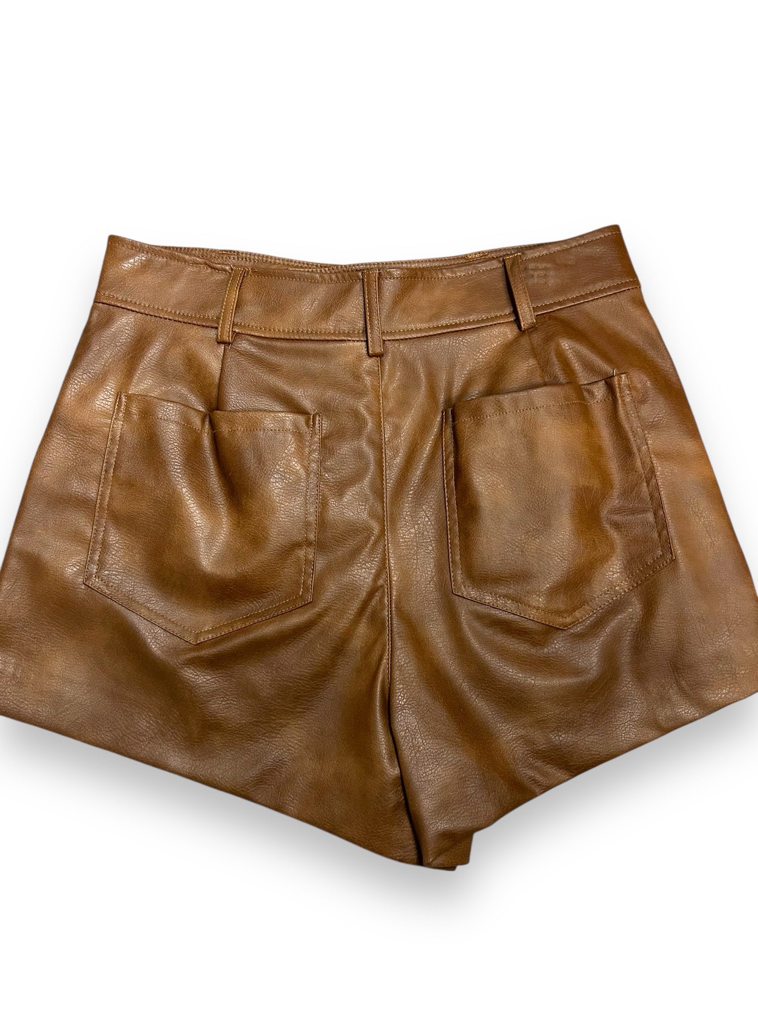 ZARA BROWN FAUX LEATHER SKORT SHORTS HIGH WAIST SIZE MEDIUM