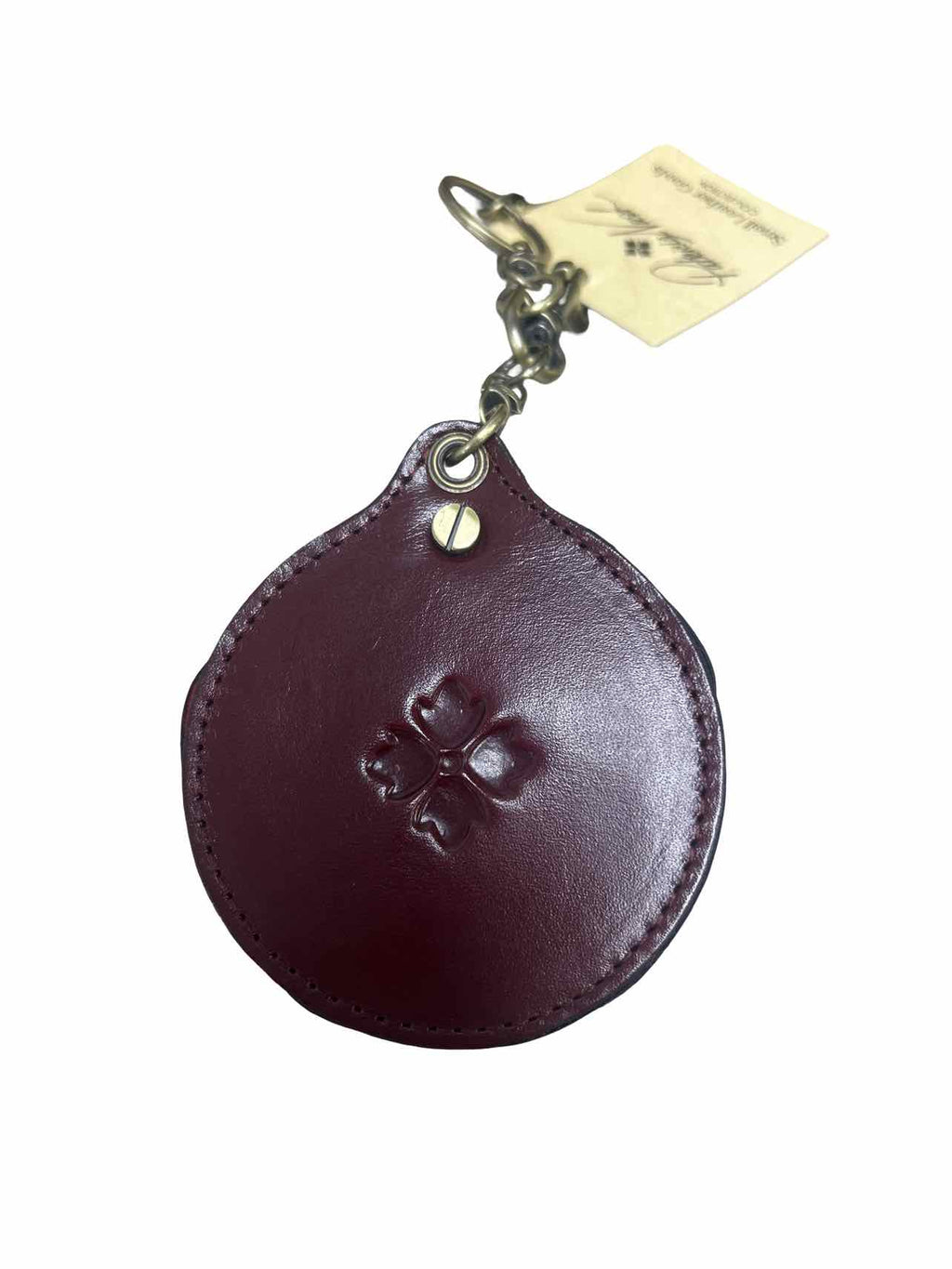 PATRICIA NASH  NWT LEATHER ROSE MIRROR BAG CHARM OXBLOOD