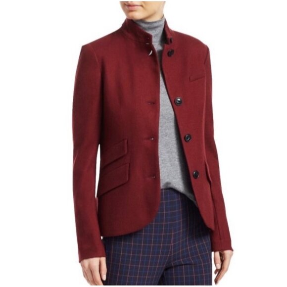 RAG & BONE SLADE JAPANESE WOOL BLAZER IN BLACK CHERRY SIZE 8