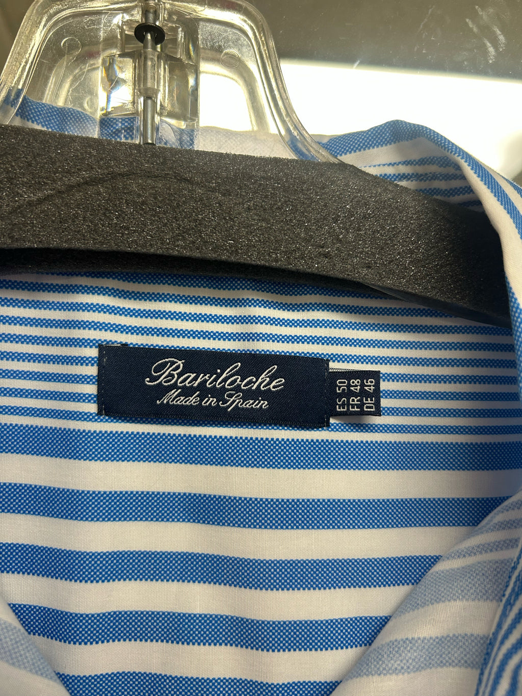BARILOCHE SPAIN FIONA COTTON BLEND BLUE WHITE STRIPED BUTTON DOWN SIZE XL