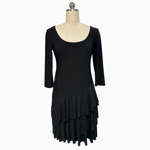 TIANA B SCOOP NECK LAYERED BLACK DRESS SIZE S