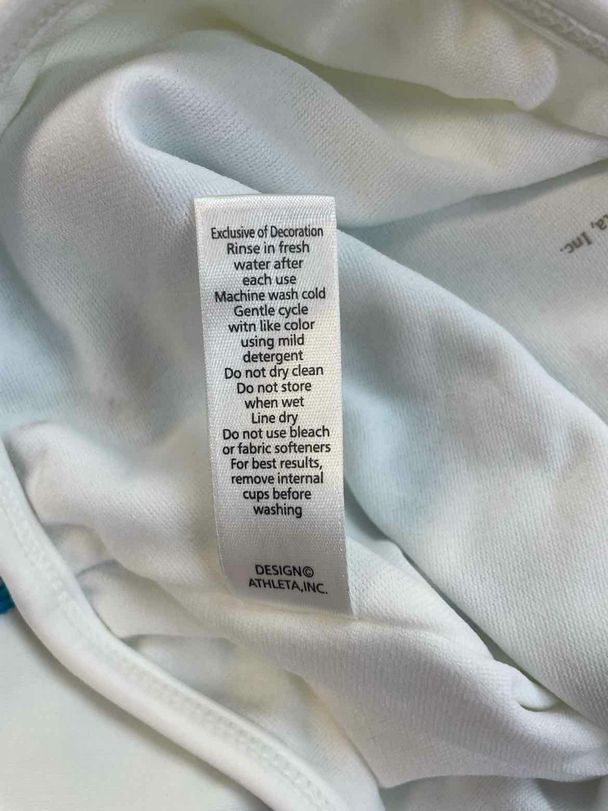 ATHLETA NWT! LYCRA ONE PIECE RACERBACK WHITE/BLUE SWIMSUIT SIZE LT