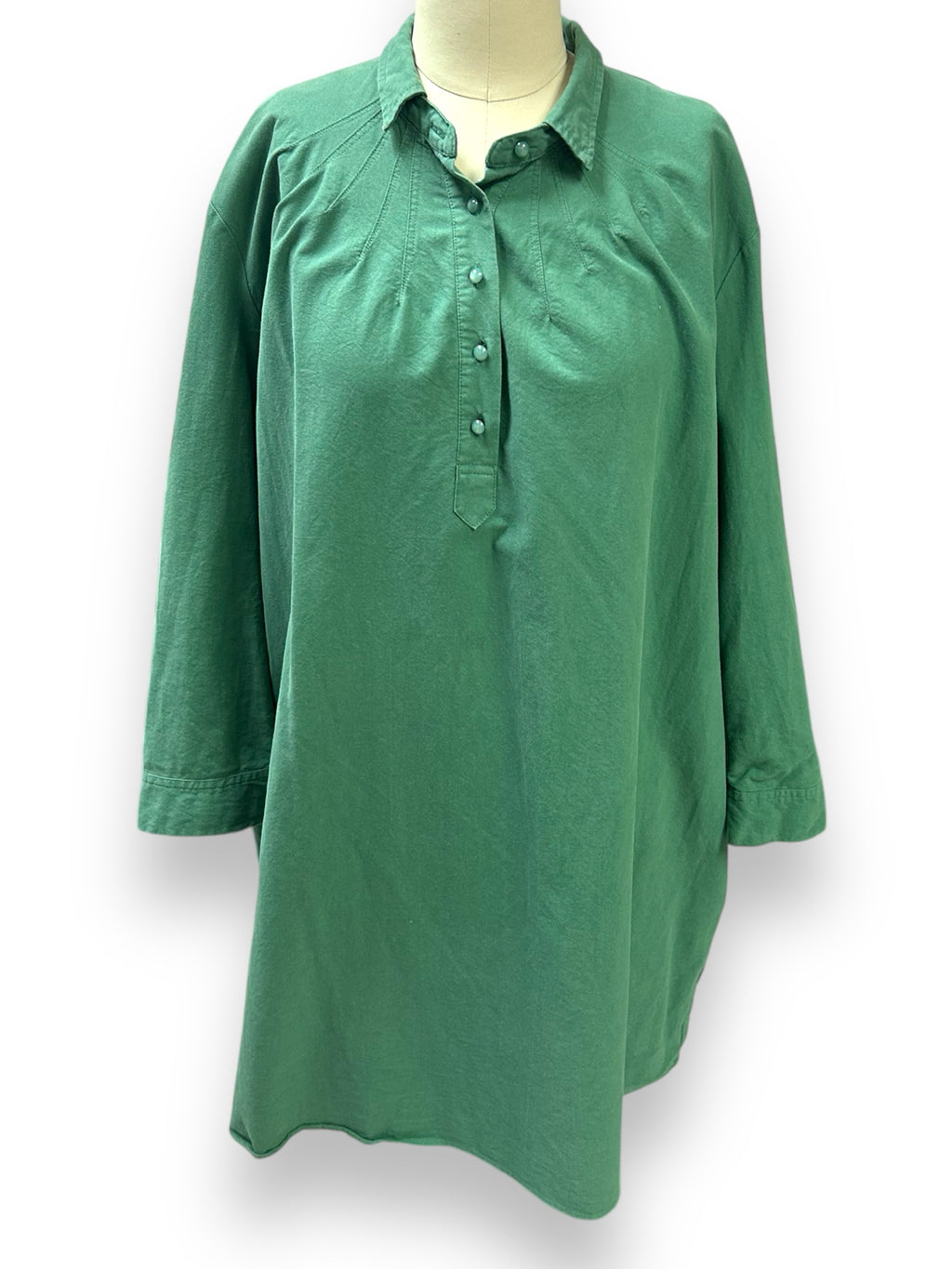 POMANDER PLACE POLLY GREEN LONG SLEEVE SHIRT DRESS SIZE XXL