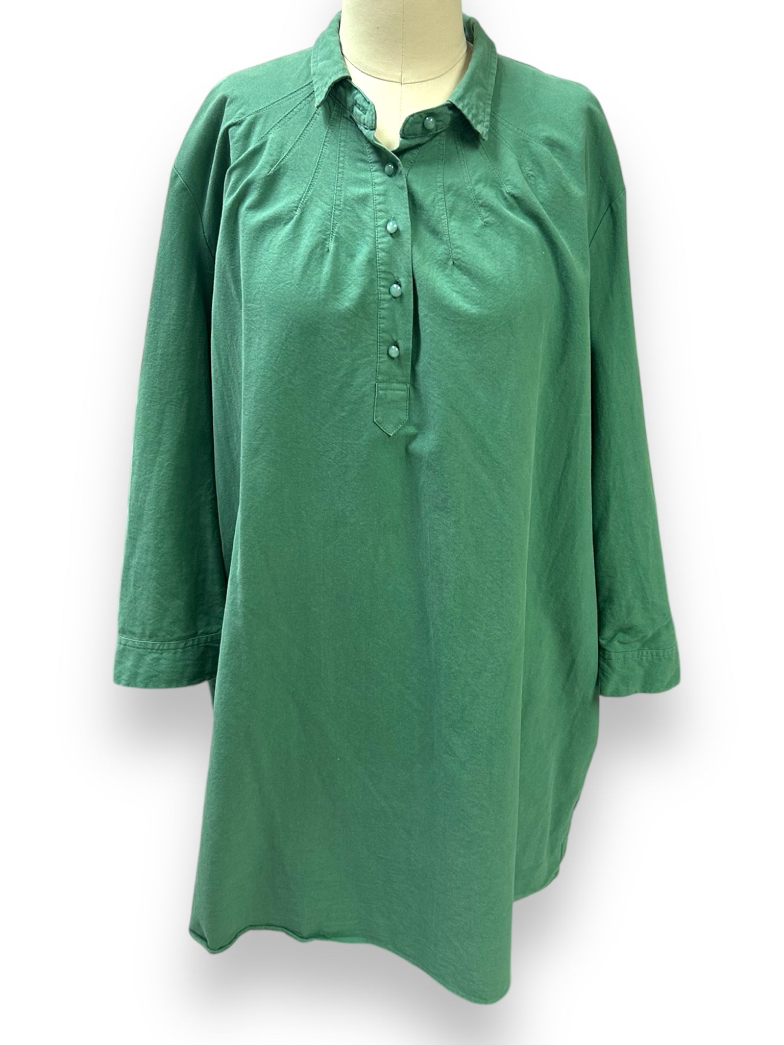 POMANDER PLACE POLLY GREEN LONG SLEEVE SHIRT DRESS SIZE XXL