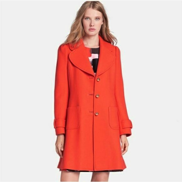 KATE SPADE CHESTER WOOL RED DRESS COAT SIZE 8