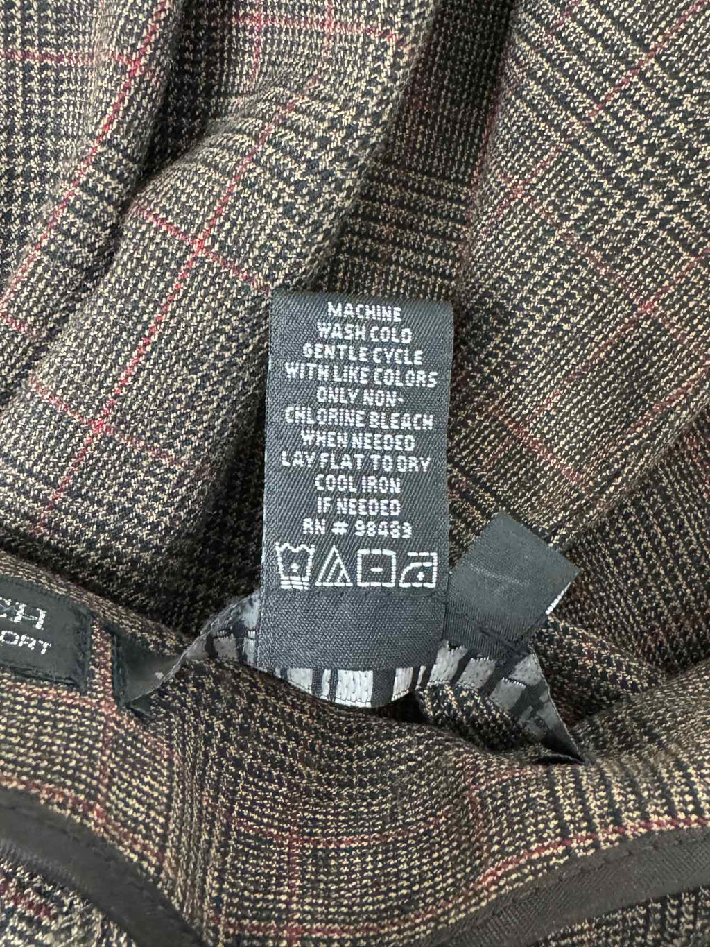 FABRIZIO GIANNT HIGH WAIST ZIP PLAID BACK/BROWN TROUSER SIZE 2