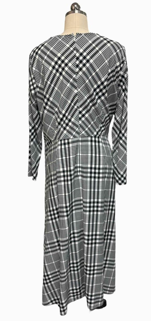 ANN TAYLOR NWT! PLAID MIDI BLACK/WHITE DRESS SIZE 16