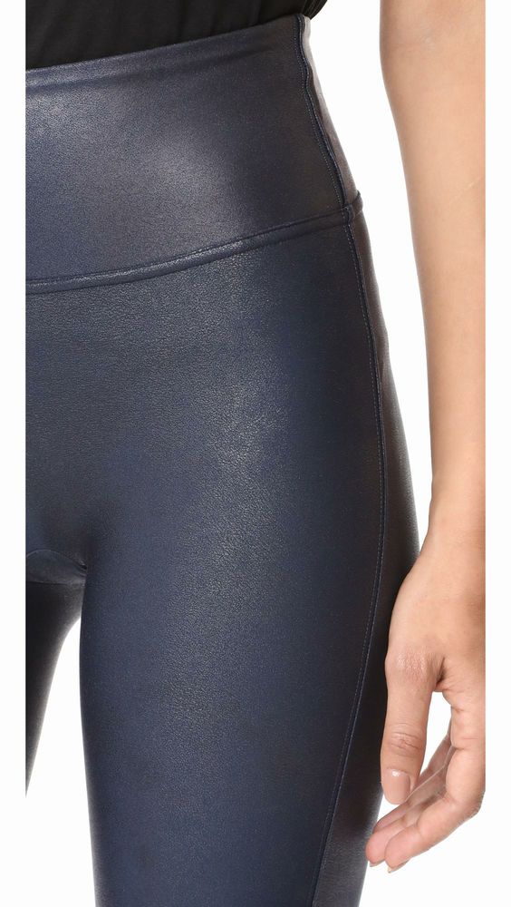 SPANX FAUX LEATHER NAVY LEGGING SIZE L