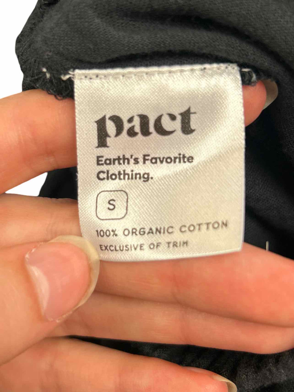PACT NWT COASTAL DBL GAUZE SPLIT HEM ORGANIC COTTON JET BLACK SIZE: S