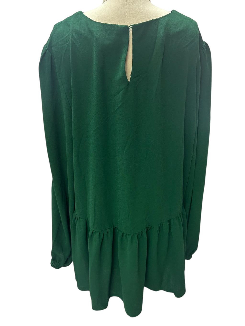 POMANDER PLACE CARLOTA HUNTER GREEN PEPLUM BLOUSE SIZE XXL