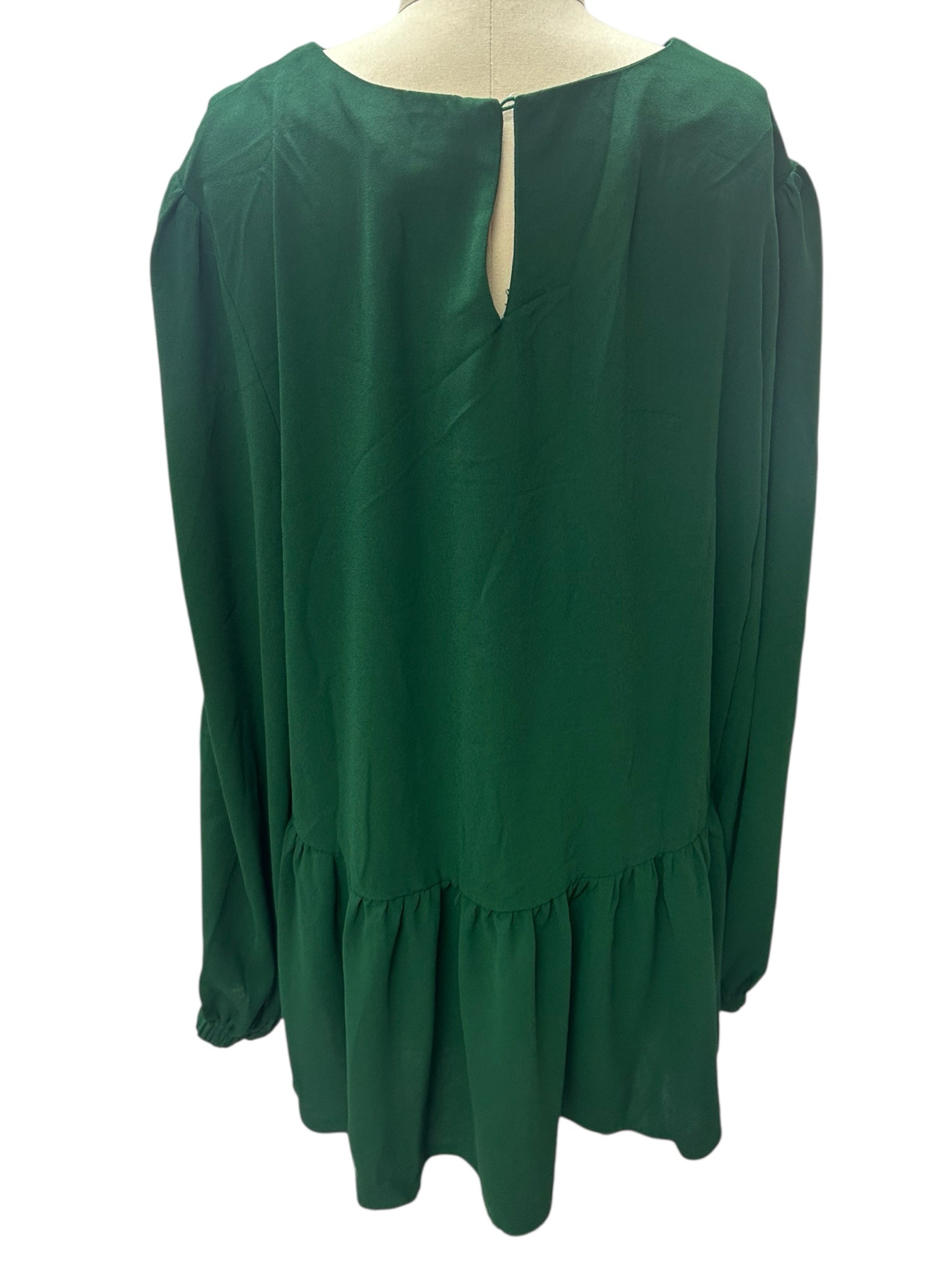 POMANDER PLACE CARLOTA HUNTER GREEN PEPLUM BLOUSE SIZE XXL