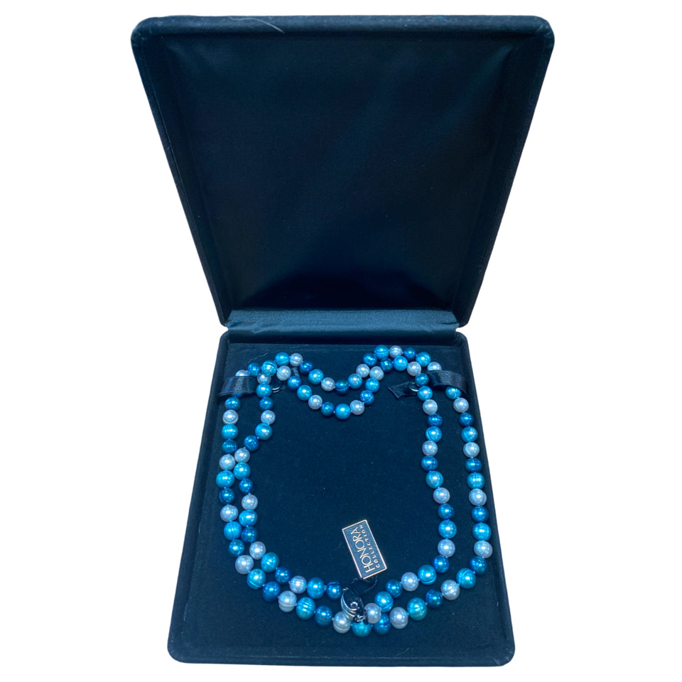 HONORA .925 8-9mm BLUE MOON RINGED FRESHWATER CULTURED PEARL 36" NECKLACE