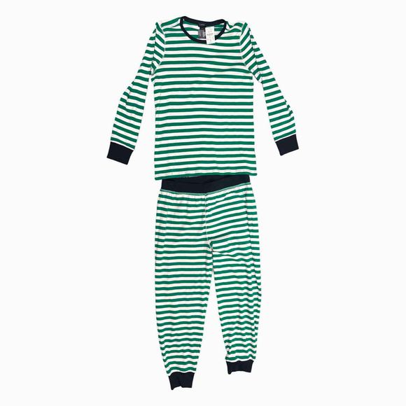 JCREW NWT! HOLIDAY STRIPED GREEN/WHITE PAJAMA SET SIZE L