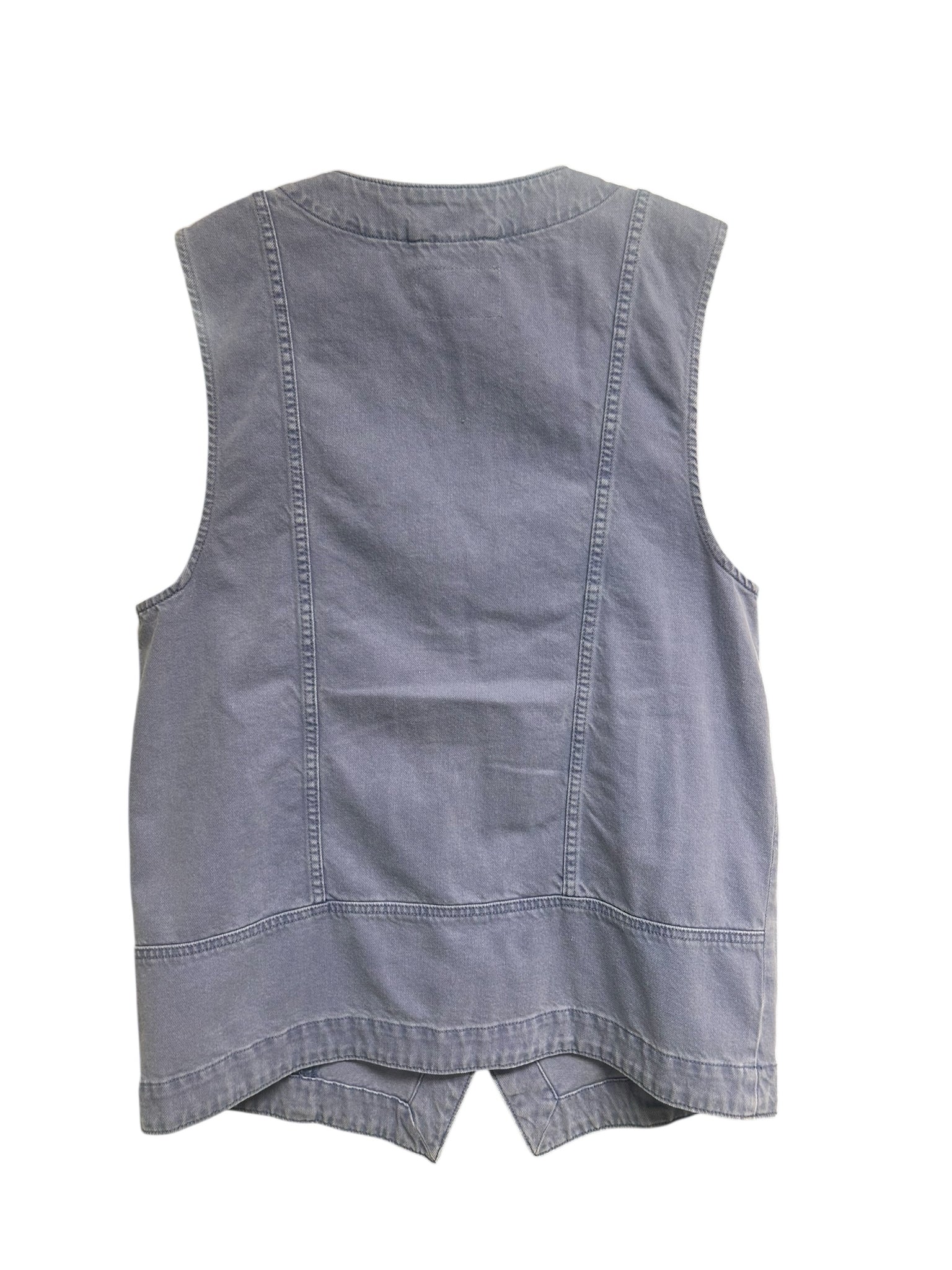 WE THE FREE VALERIE BLUE  LINEN OVERSIZED VEST SIZE SMALL