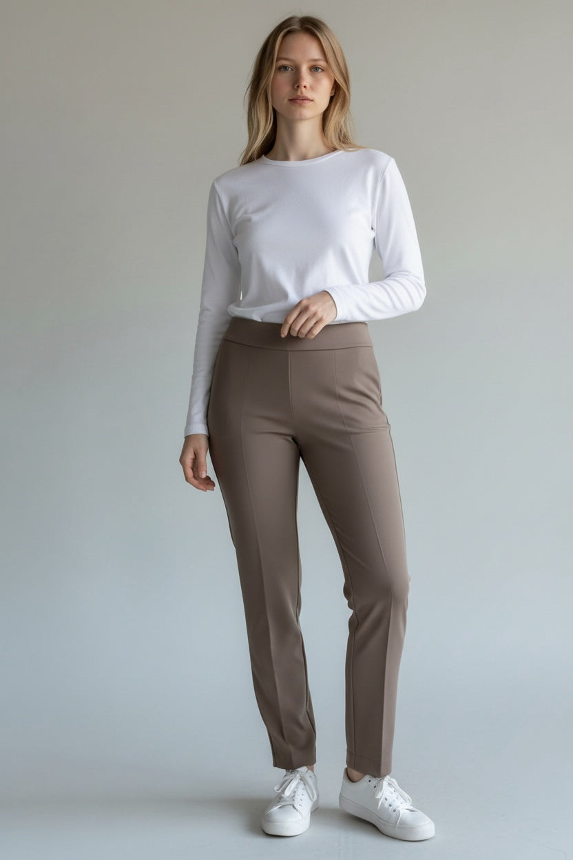 NWT KRAZY  LARRY TAN PULL ON MICROFIBER ANKLE PANTS SIZE 12