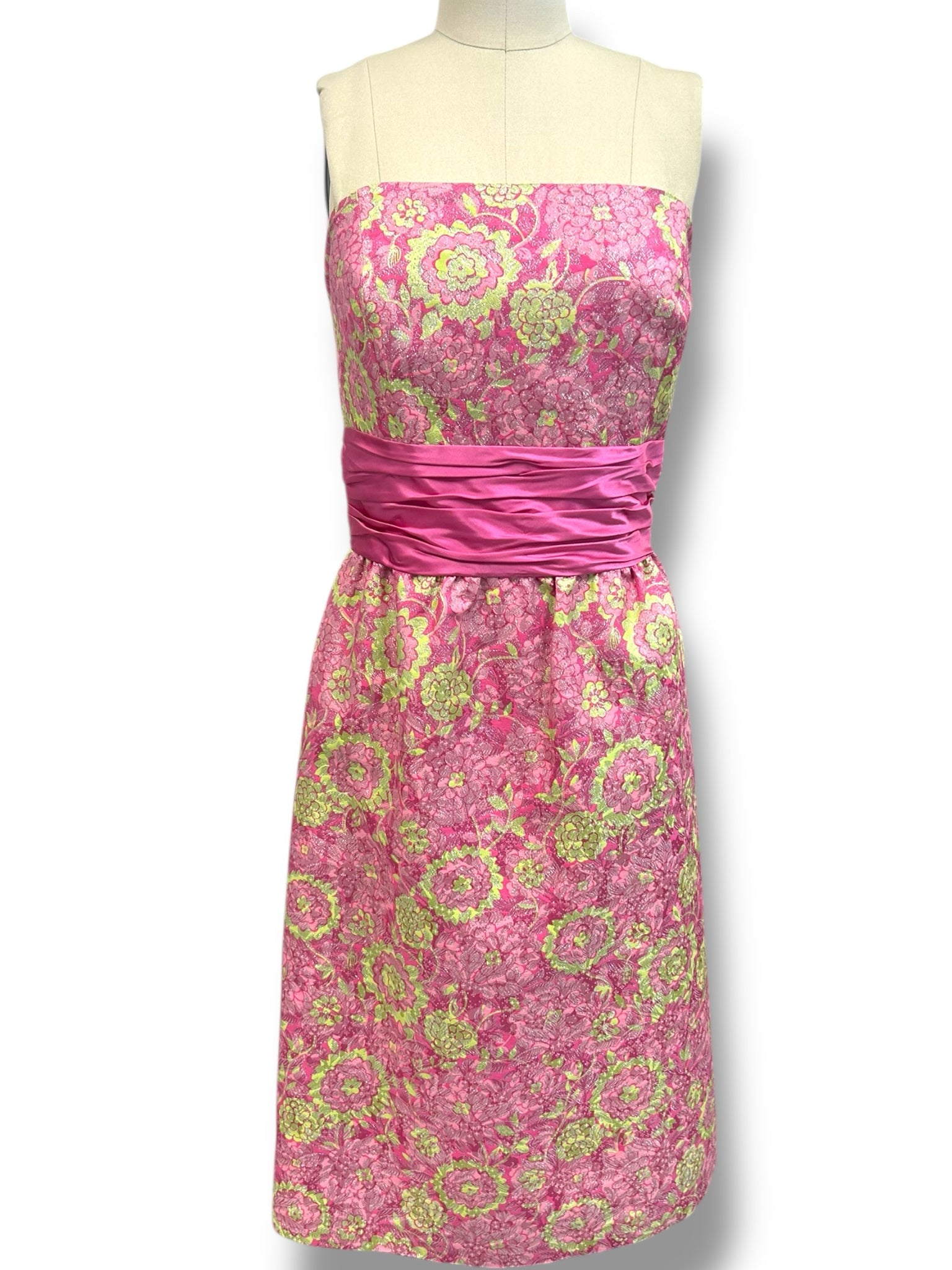 NWT VINTAGE LILLY PULITZER MASTERS TEA NATALIA HIBISCUS PINK STRAPLESS DRESS