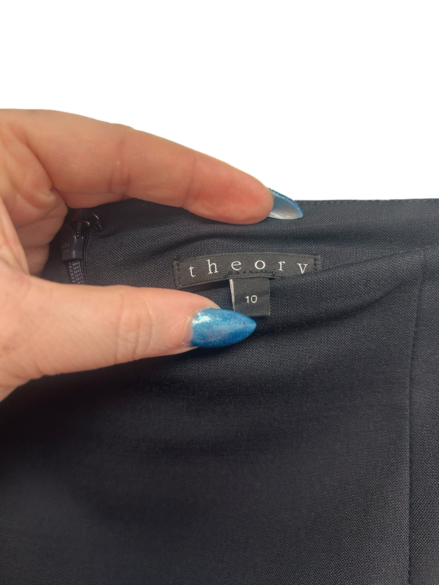 THEORY WOMEN''S DARK NAVY WOOL BLEND MINI PENCIL SKIRT SIZE 10