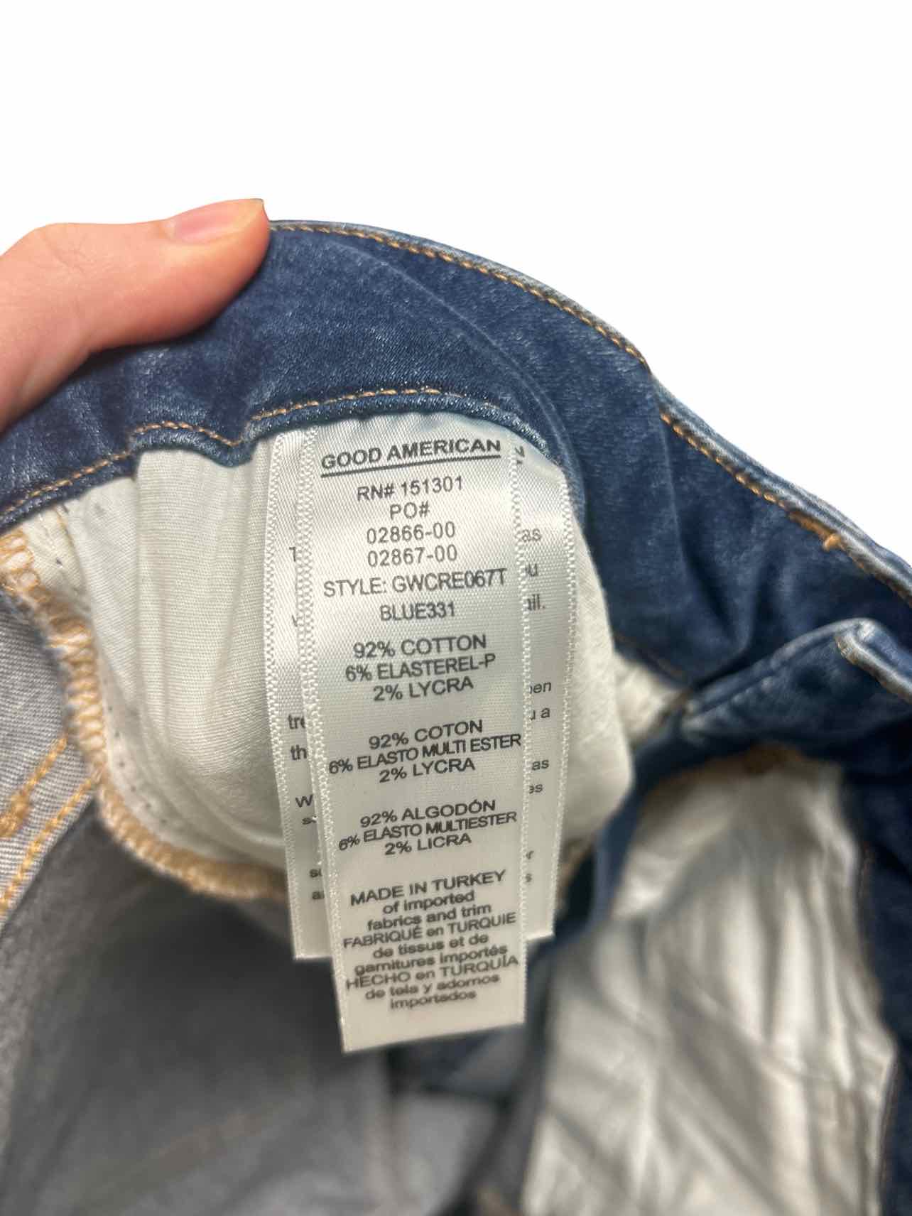 GOOD AMERICAN NWT WAIST CROP RAW EDGE SKINNY SIZE: 14