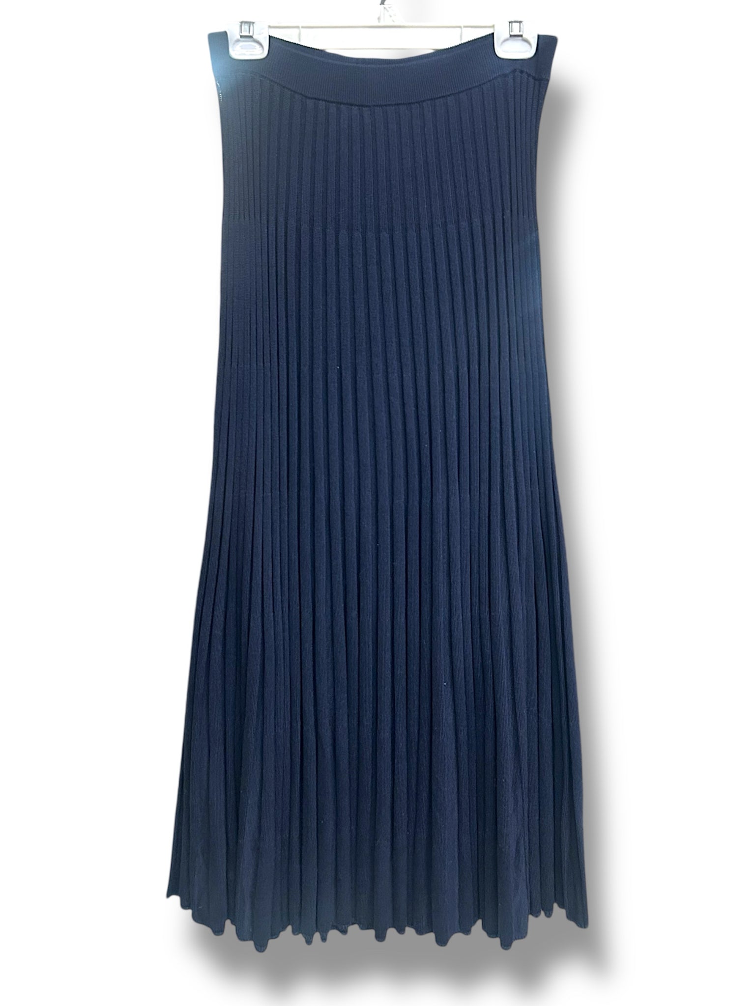 TUCKERNUCK ARION KNIT PLEATED NAVY BLUE MIDI SKIRT SIZE XL