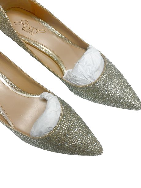 NEW IN BOX BADGLEY MISCHKA FRENCHIE RHINESTONE KITTEN HEEL SIZE 7.5 WIDE