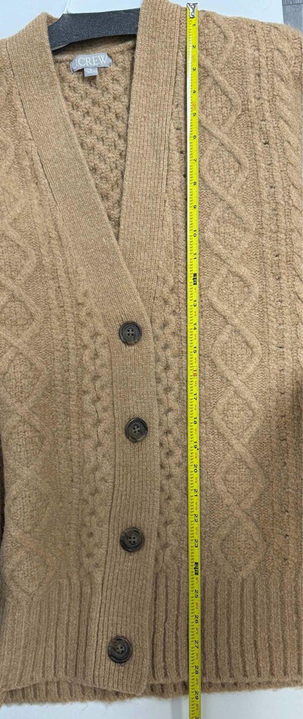 JCREW CABLE KNIT STRETCH CAMEL CARDIGAN SIZE M