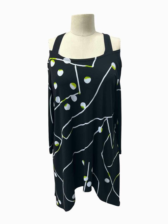 CLARA SUN WOO COLD SHOULDER DOTTED TUNIC SIZE: M
