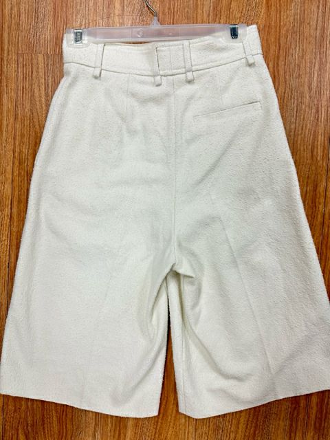 COS COTTON BLEND PLEAT FRONT TERRY CLOTH DRAPE IVORY SHORTS SIZE 2