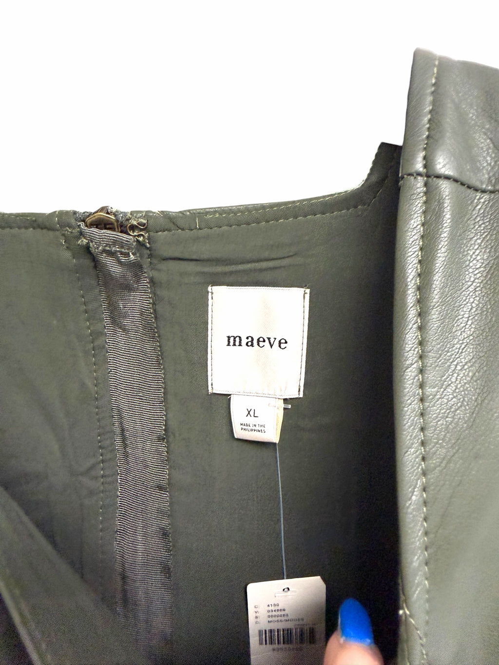 NWT ANTHROPOLOGIE MAEVE MOSS GREEN VEGAN LEATHER MINI DRESS SIZE XL