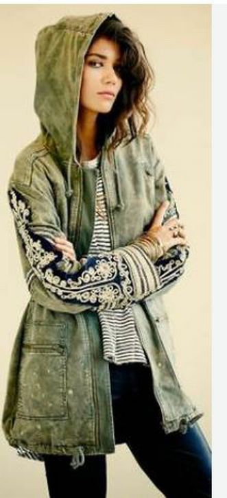 FREE PEOPLE GOLDEN QUILLS MILITARY PARKA SIZE XS