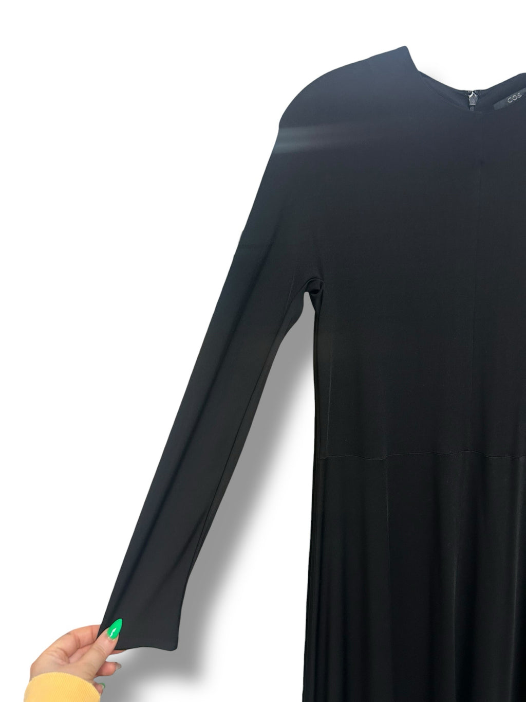 COS BLACK LONG SLEEVE SHEATH MINIMALIST FITTED MAXI DRESS SIZE XS