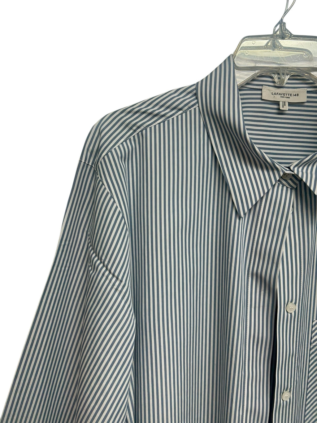 LAFAYETTE 148 RUXTON STRIPED BUTTON FRONT BLUE WHITE TUNIC SHIRT SIZE 2X