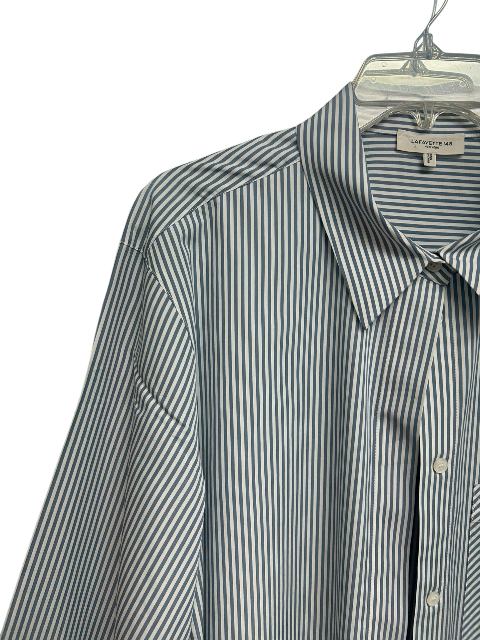 LAFAYETTE 148 RUXTON STRIPED BUTTON FRONT BLUE WHITE TUNIC SHIRT SIZE 2X