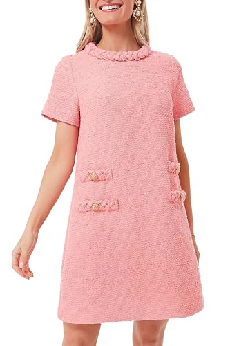 TUCKERNUCK PINK TWEED JACKIE MINI DRESS SIZE MEDIUM