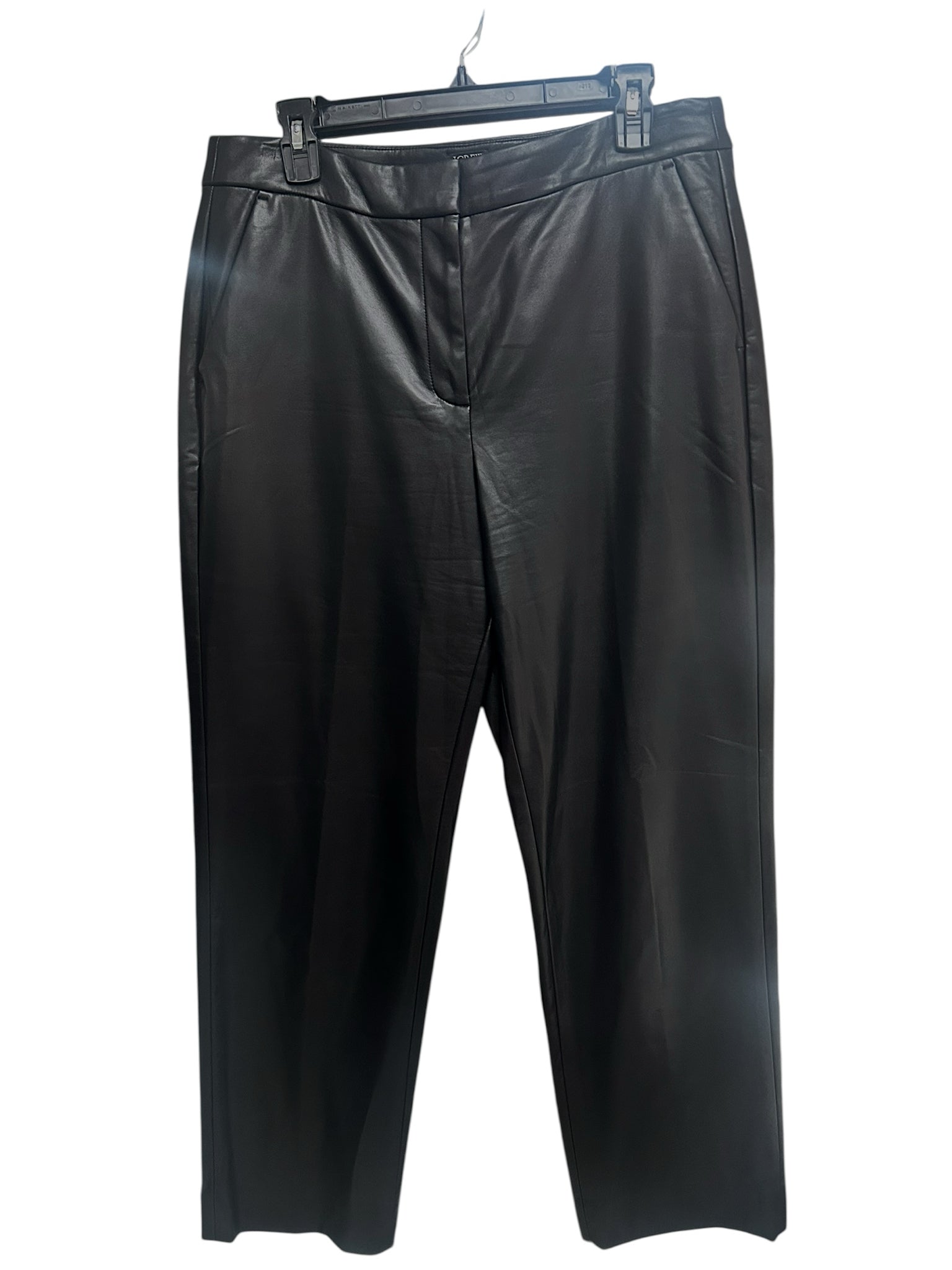 JCREW KATE FAUX LEATHER STRAIGHT LEG BLACK PANTS SIZE 12